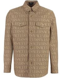 Versace - Overshirt in tessuto jacquard con logo - Lyst