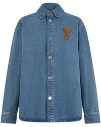 Ami Paris - Giacca in denim con ricamo - Lyst