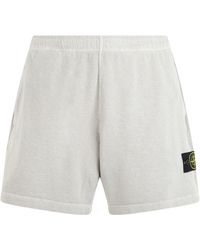 Stone Island - Fleece-Lined Cotton Shorts - Lyst