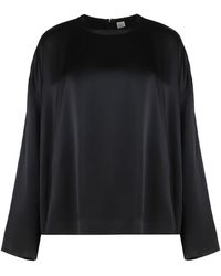 TOTEME - Top squadrato in raso nero - Lyst