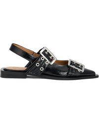 Ganni - Flat Ballerinas With Buckle - Lyst