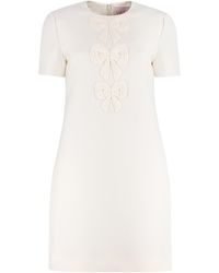 Valentino Wool Embroidered Crepe Couture Kaftan Dress in Ivory 