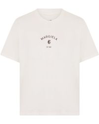MM6 by Maison Margiela - Cotton T-Shirt With Printed Logo - Lyst