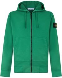Stone Island - Cotton Sweatshirt With Zip And Hood - Lyst