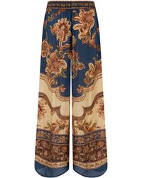 Zimmermann - Printed Silk Pants With Drawstring - Lyst