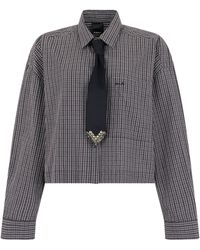 Pinko - Cropped Long-Sleeve Shirt With Bow Tie - Lyst