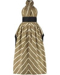 Tory Burch - Striped Cotton Lmaxi Dress - Lyst