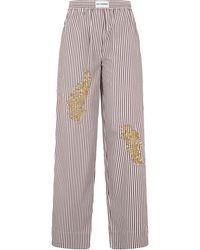Des Phemmes - Striped Pants With Rhinestones - Lyst
