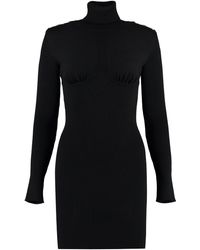 Elisabetta Franchi - Black Knitted Turtleneck Dress - Lyst