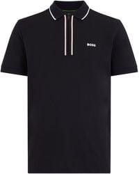 BOSS - Cotton Polo With Zip - Lyst
