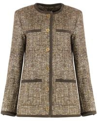 Golden Goose - Wool Tweed Jacket Virgin Wool; Ovine Leather - Lyst