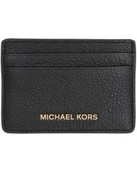 MICHAEL Michael Kors - Leather Card Holder With Logo Detail Cow Hide Wallets & Purses - Lyst