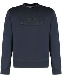 BOSS - Logo Detail Cotton Sweatshirt - Lyst