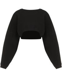 Saint Laurent - Cropped Cotton Sweatshirt - Lyst