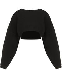 Saint Laurent - Cropped Cotton Sweatshirt - Lyst