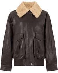 Weekend by Maxmara - Leather Jacket With Fur Collar - Lyst