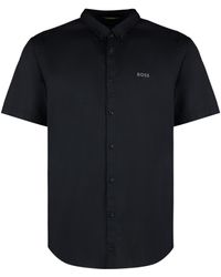 BOSS - Short Sleeve Stretch Cotton Shirt - Lyst