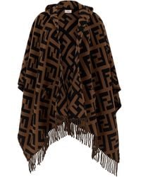 Fendi - Cashmere Poncho With Fringes - Lyst