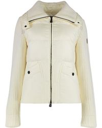 Moncler - Quilted Wool Cardigan With Zip - Lyst