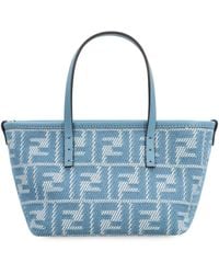 Fendi Embroidered Raffia Mini Roll Handbag in Metallic | Lyst UK