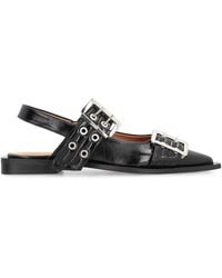 Ganni - Faux Leather Slingback Pumps Upper: Polyurethane Ballerina Shoes - Lyst