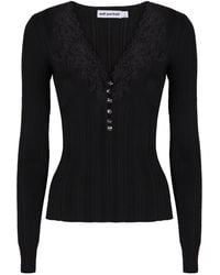 Self-Portrait - Ribbed Top With Shiny Buttons - Lyst