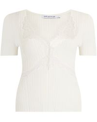 Self-Portrait - Top With Wide Neckline And Lace - Lyst