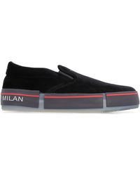Marcelo Burlon Slip-on in velluto ricamate - Nero