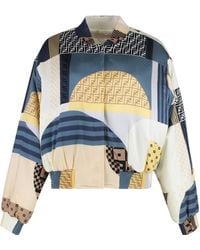 Fendi Monogram Bomber Jacket in Black | Lyst