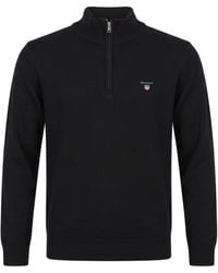 GANT - Cotton Sweater With Zip Collar - Lyst