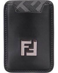 Fendi - Squared Ff Leather Card Holder - Lyst
