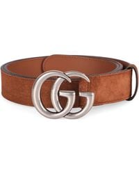 Gucci - Gg Marmont Suede Belt With Metal Logoed Buckle - Lyst