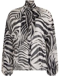 Max Mara - Silk Blouse With Animal Print - Lyst