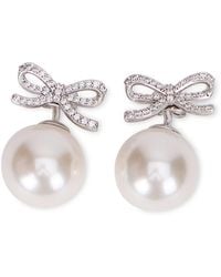 Self-Portrait - Button Earrings Crystal Bow Brass - Lyst