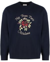 Drole de Monsieur - Slogan Fleurs Crew-Neck Wool Sweater - Lyst