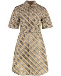 Burberry - Checked Cotton Shirtdress With Coordinated Waist Belt - Lyst