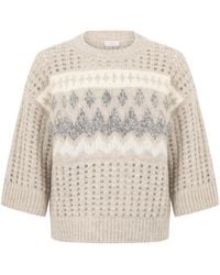Peserico - Loose Sweater With Geometric Patterns - Lyst