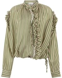 Dries Van Noten - Striped Blouse With Ruffles - Lyst