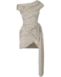 Self-Portrait - Mini Satin Dress With Polka Dots - Lyst