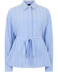 Pinko - Cotton Shirt With Rhinestones - Lyst