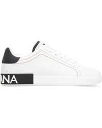 Dolce & Gabbana - Logo Portofino Leather Low-Top Trainers - Lyst