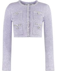 Self-Portrait - Cropped-Length Knitted Cardigan - Lyst
