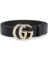 Gucci - Leather Belt With Signature Motif - Lyst