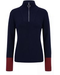 Ami Paris - Wool Sweater With Zip Collar - Lyst