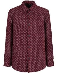 Gucci - Burgundy Boucle Padded Shirt - Lyst