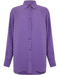 Gucci - Camicia in seta monogram - Lyst