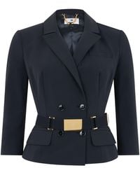 Elisabetta Franchi - Stretch Fabric Jacket With Belt - Lyst