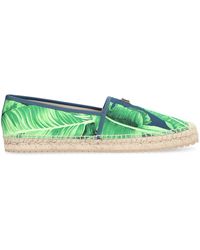 Dolce & Gabbana - Leaf-Print Canvas Espadrilles - Lyst