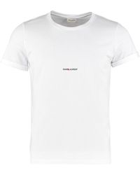 Saint Laurent - Logo Cotton T-Shirt - Lyst