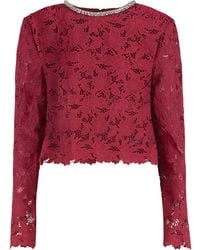 Self-Portrait - Lace Top With Crystals - Lyst